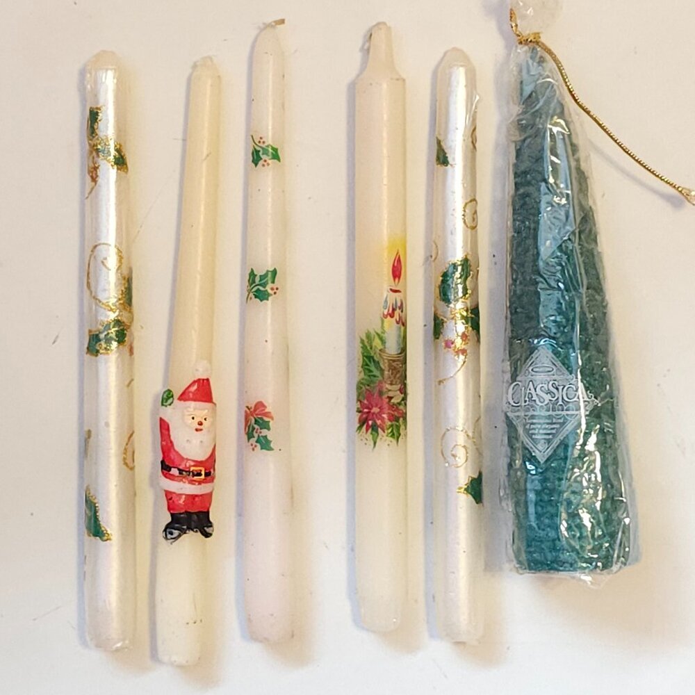 BEAUTIFUL CHRISTMAS CANDLE Taper Lot of 6 BNIP